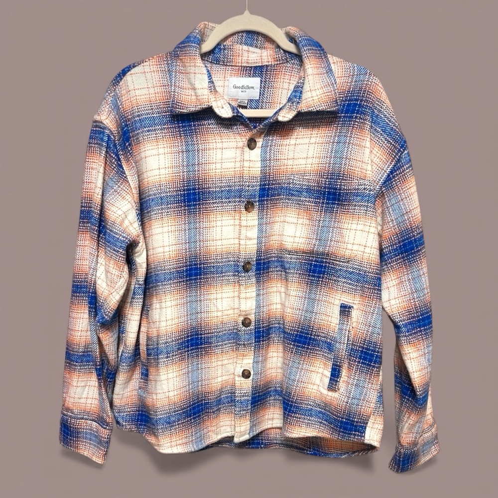 Goodfellow & Co Blue and Cream Checkered Shirt